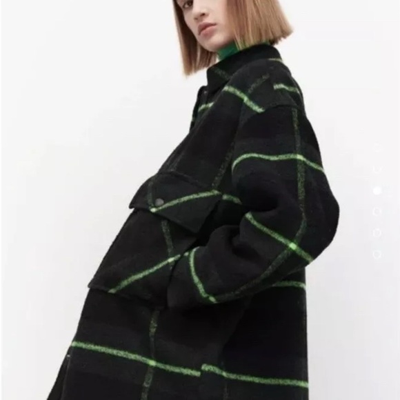 Zara Green Plaid Insulated Quilted Oversized Jacket - Picture 8 of 9
